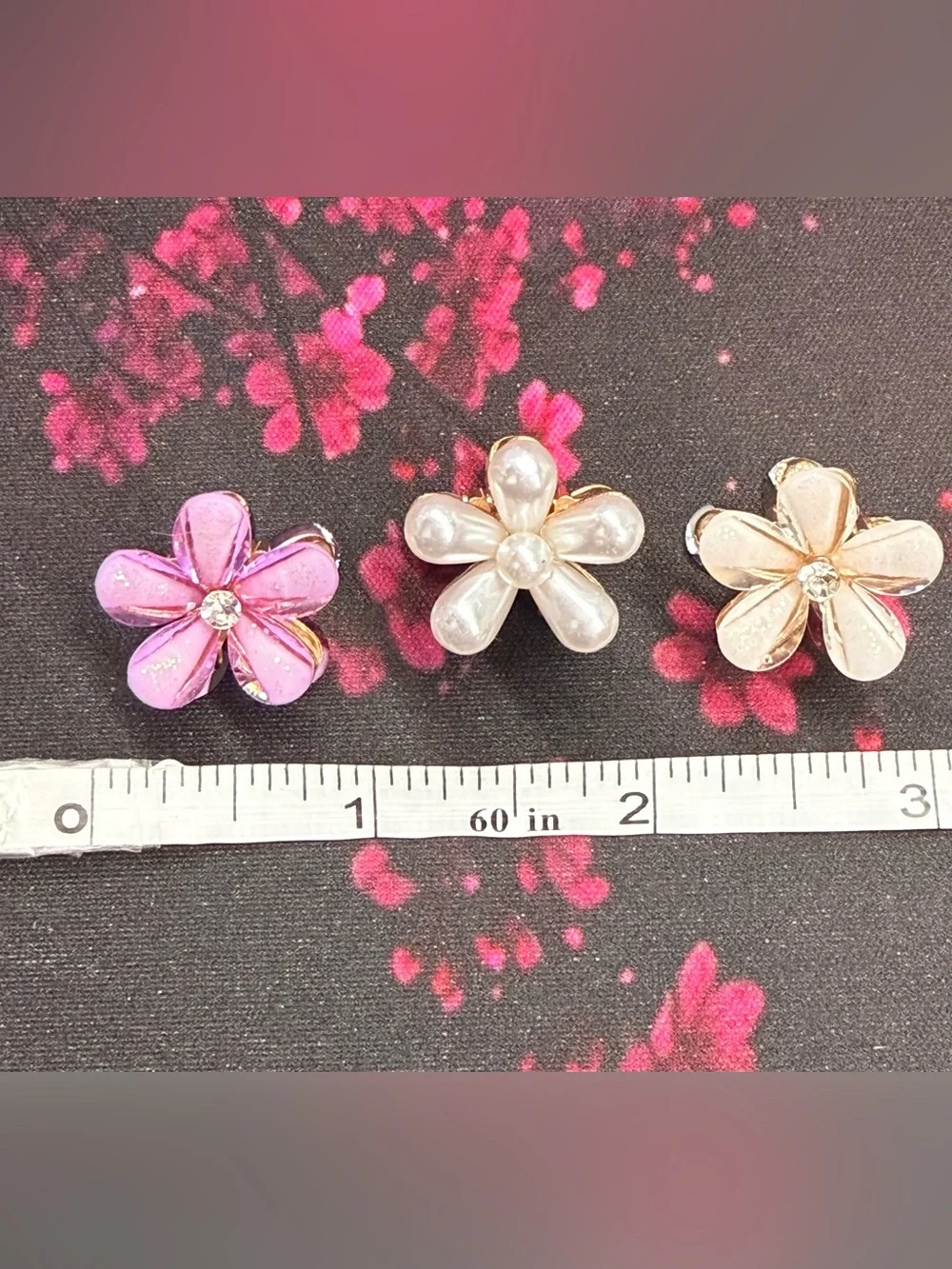 Pearl & Pink Floral Hair Clip Set - 3-Pack